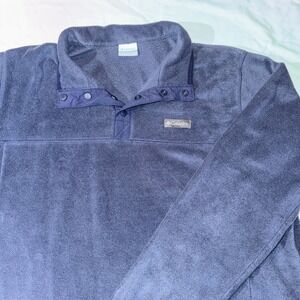 Columbia Fleece 1/4 Snap Button Up Pullover Sweater Men's XL Navy